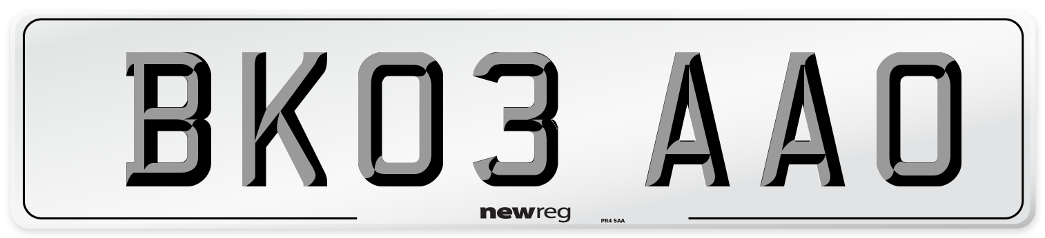 BK03 AAO Number Plate from New Reg